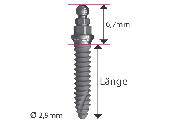 ICX–mini Implantat weiß, Ø 2.9mm, zweiteilig