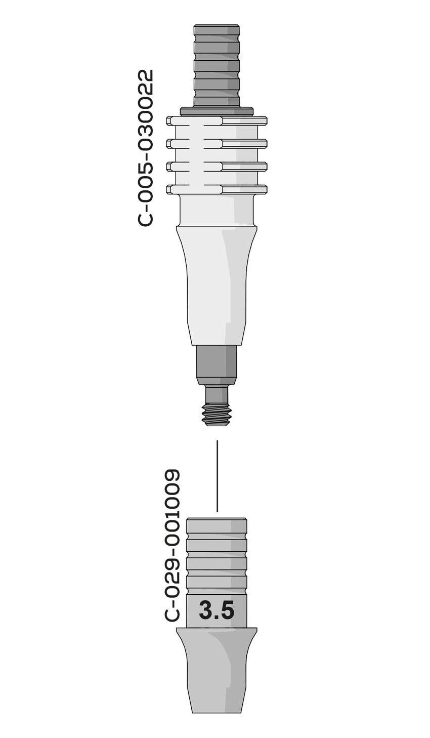 ICX-Abdruckpfosten, offen lang, non-hex
