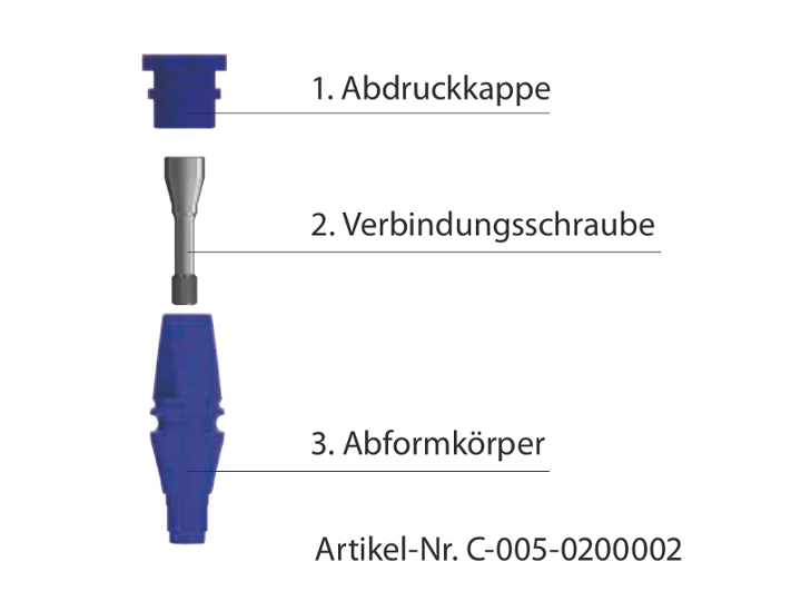 ICX-Titan Abdruckpfosten, blau, geschlossen, 3-teilig